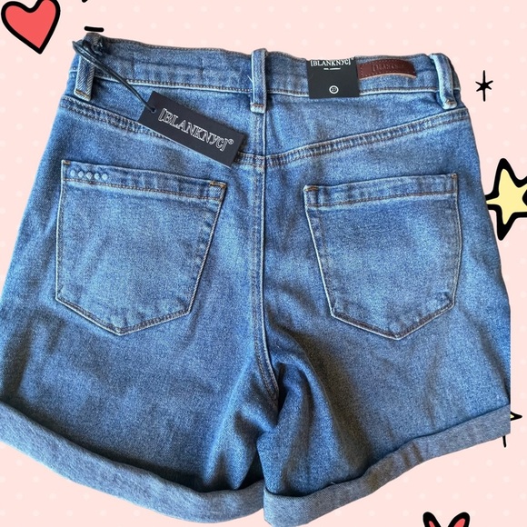 NWT TWO EXACT PAIR WOMENS BLANK NYC HIGH RISE DENIM ROLLED CUFF SHORTS 5 POCKETS - Picture 3 of 7